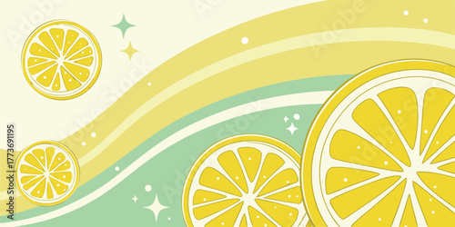 A fresh lemon and lime slices background with juicy yellow citrus fruit