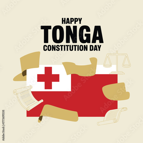 Happy Tonga Constitution Day Vector Design
