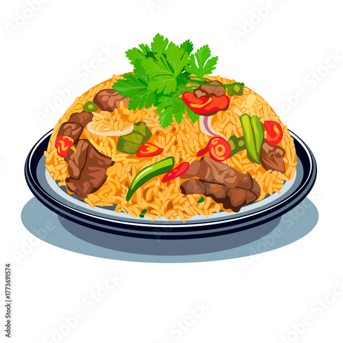 Pilaf food on a plate without a background