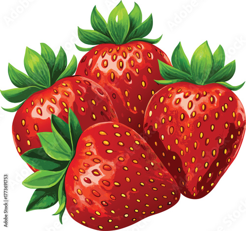 strawberry, strawberries, fruit, fresh, ripe, red, berry, berries, food, healthy, organic, sweet, juicy, delicious, summer, garden, nature, isolated, white background, cut out, illustration, drawing, 