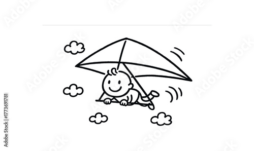 handdrawn cute doodle style glide draft vector line illustration