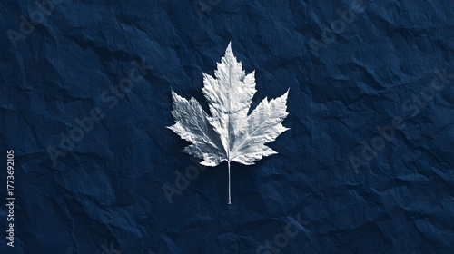 Wallpaper Mural Silver Maple Leaf on Crumpled Denim Torontodigital.ca