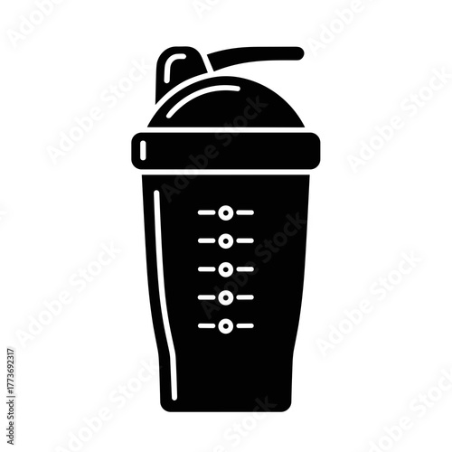 Black and white protein shaker bottle for fitness enthusiasts, perfect for mixing protein shakes and supplements