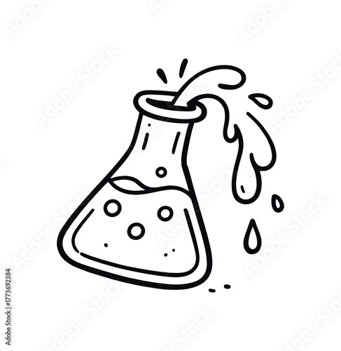 handdrawn cute doodle style spilling breaker vector line illustration