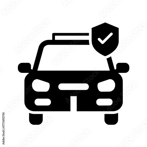 a car with a shield and checkmark represents vehicle insurance coverage and protection for your automobile