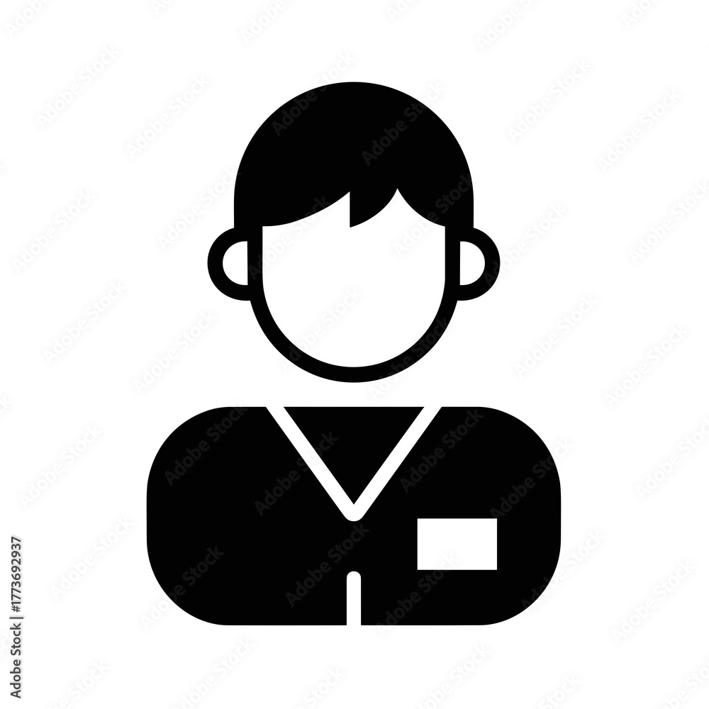 Fototapeta premium a simple black and white avatar icon representing a person with a shirt and badge for user profiles