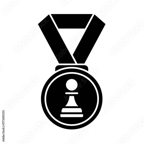 A chess pawn medal symbolizes achievement and success. This graphic is perfect for chess tournament designs.