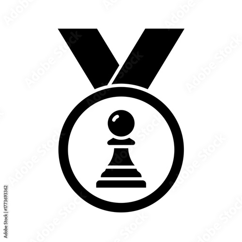 A chess pawn medal icon vector illustration for game strategy competition and achievement concept design.