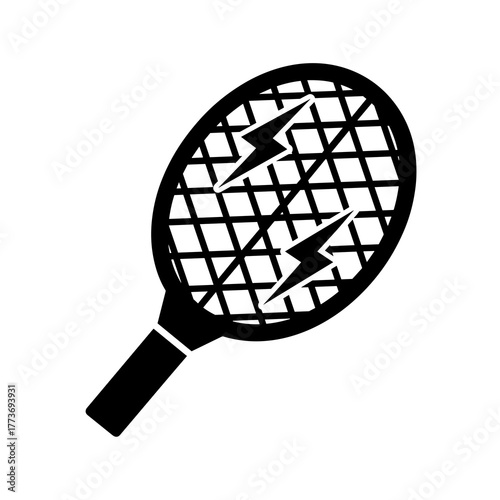 Vector graphic of an electric mosquito swatter racket, perfect for pest control and insect killer designs