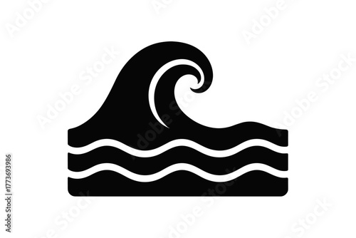 tide flat black solid vector illustration isolated on white background