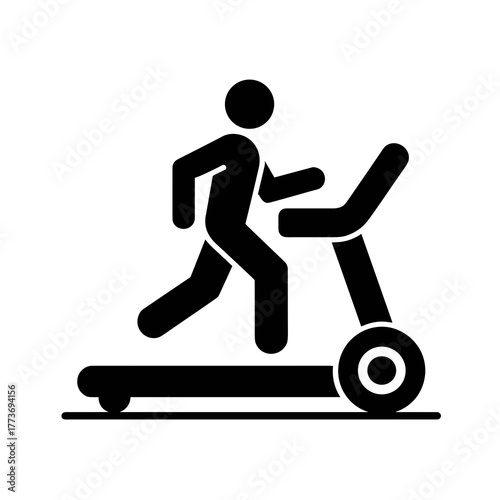 A silhouette illustration of a person running on a treadmill, representing fitness and exercise routine