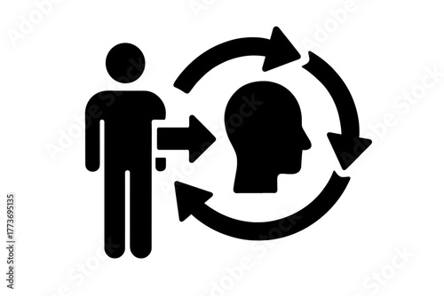 adaptation flat black solid vector illustration isolated on white background