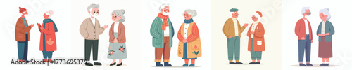 vector of grandparent talking and tolerating each other