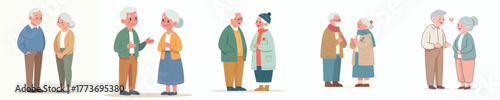 vector of grandparent talking and tolerating each other