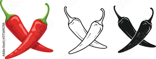 Red chili pepper vector illustration spicy food ingredient