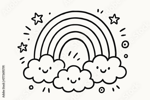 handdrawn cute doodle style spectrum vector line illustration
