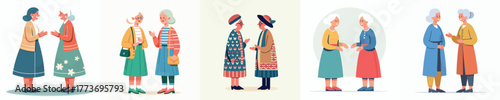 vector of two grandmother talking and tolerating each other