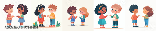vector of two children talking and tolerating each other