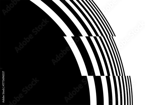 Transition from black to white with curved lines. Abstract Design Element. Divided Vector Background. Modern Sport Pattern. Place for Text