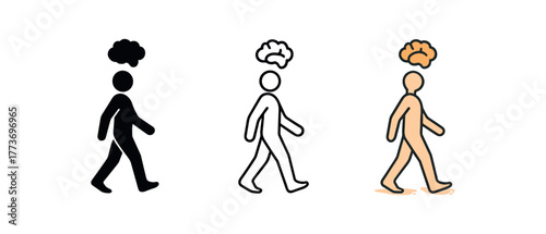 mindful walking barefoot icon on white background Black silhouette flat icon outline icon and colored icon style three minimal vector icon style