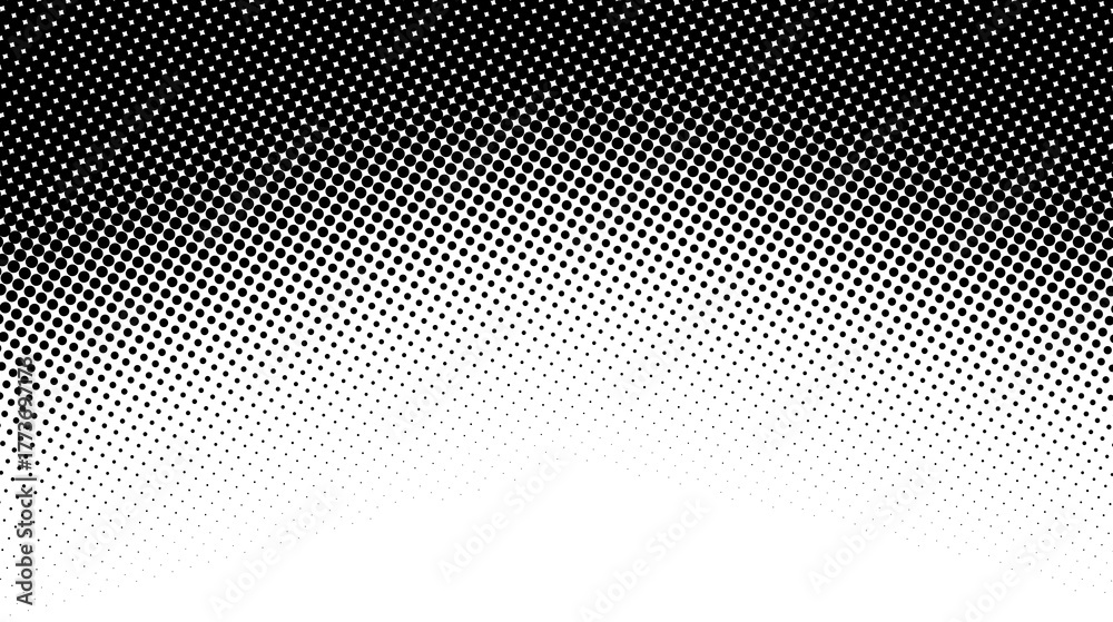 Fototapeta premium Dynamic black and white halftone dot gradient pattern creating a fading texture for pop art or comic design on a transparent background