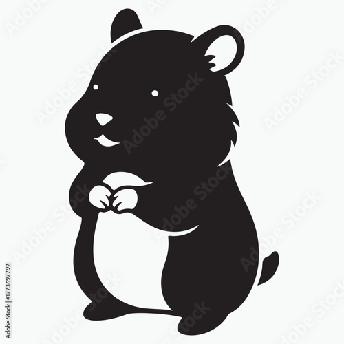 Hamster silhouette vector illustration on white background 