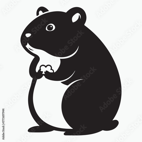 Hamster silhouette vector illustration on white background 