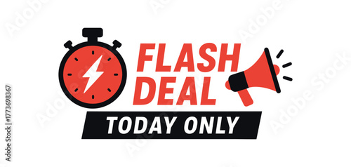 flash deal only today sale banner flat vector illustration iolated
