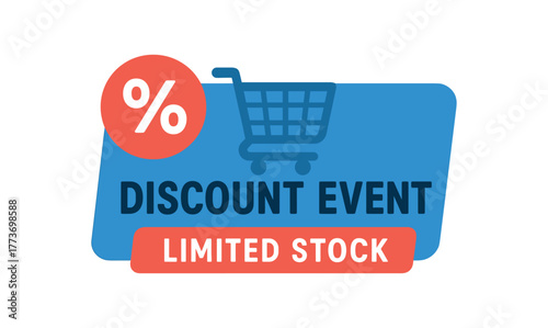 discount sale banner flat vector illustration isolated limited stock 