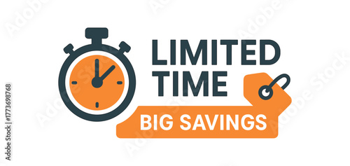 limited time sale banner flat vector illustration isolated