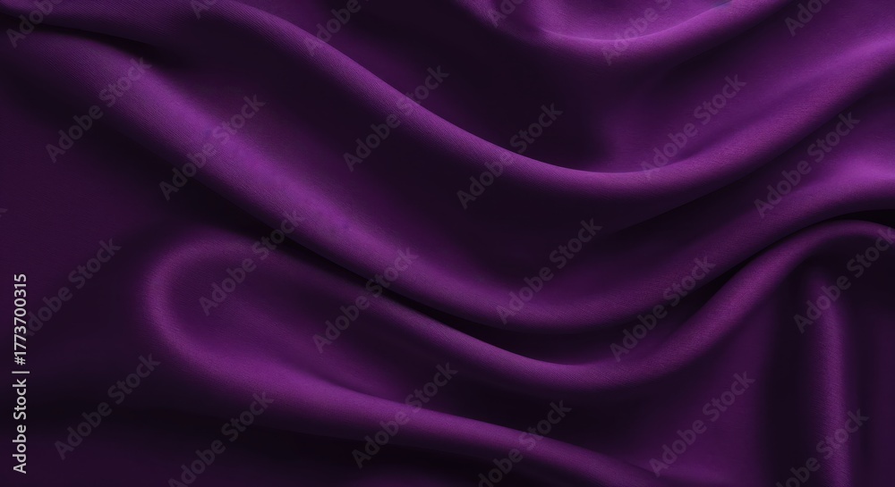 Obraz premium Luxurious Purple Fabric: A close-up shot revealing the opulent textures of rich, deep purple fabric, its folds and waves creating a mesmerizing display of shadows and highlights.