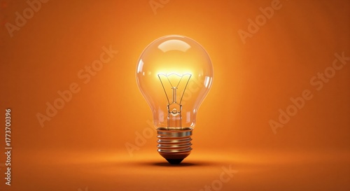Illuminating Idea: A radiant light bulb glows brightly against a warm backdrop, symbolizing innovation, ingenuity, and the spark of creativity.