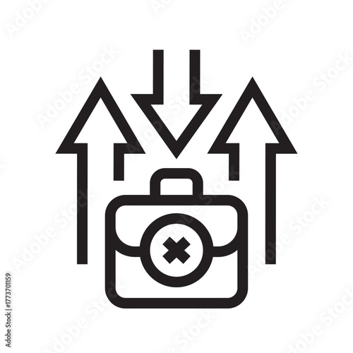 stagflation black line icon for digital and print projects.