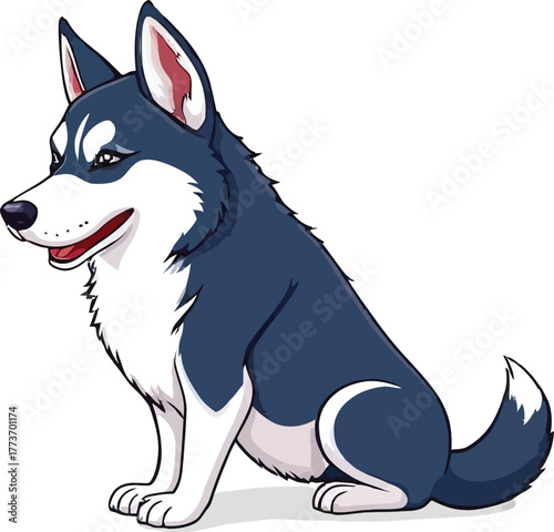Cute cartoon a illustrator vector Siberian Husky