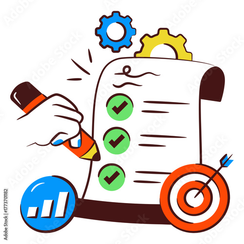 An editable design icon of list management