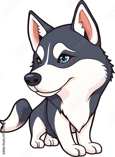 Cute cartoon a illustrator vector Siberian Husky