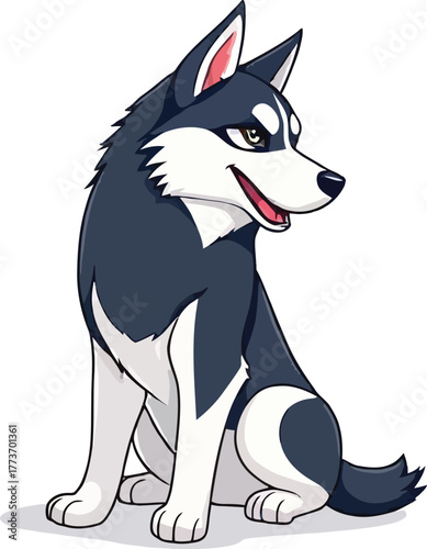 Cute cartoon a illustrator vector Siberian Husky
