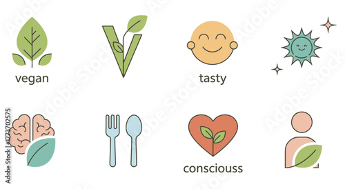 set of vegetables for vegan flat design