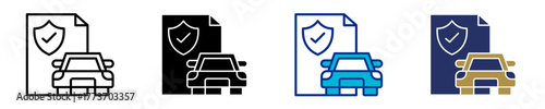 Car Insurance  Icon Set Multiple Style Collection