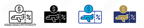 Discount Plane  Icon Set Multiple Style Collection