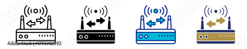 Wireless Payment Router  Icon Set Multiple Style Collection