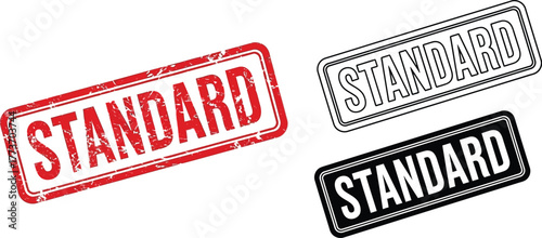Standard stamp vector set red black outline standard stamp