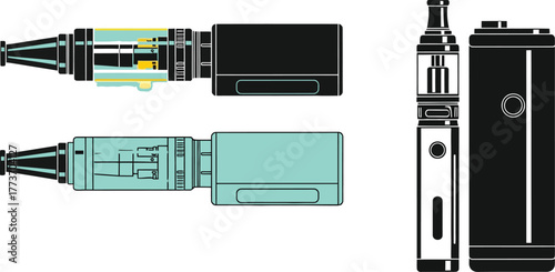 Vape pen vector illustration e cigarette vaporizers design set