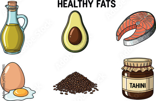 Healthy Fats: Avocado, Salmon, Olive Oil, Egg, Seeds, and Tahini