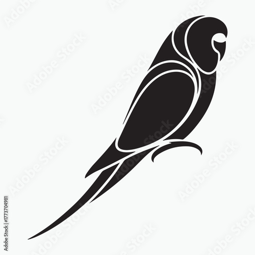 Budgerigar bird silhouette vector illustration on white background
