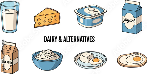 Dairy and alternatives food items collection