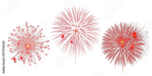red and white fireworks on transparent