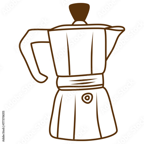 Moka Pot Line Illustration For Cafe Menu Design And Espresso Brewing Art
