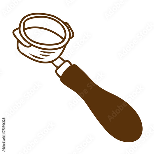 Portafilter Line Illustration For Cafe Menu And Barista Brewing Design
