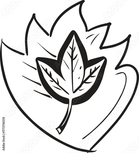 Ethereal leaf icon symbolizing nature's gentle fire and growth transformation isolated on transparent background